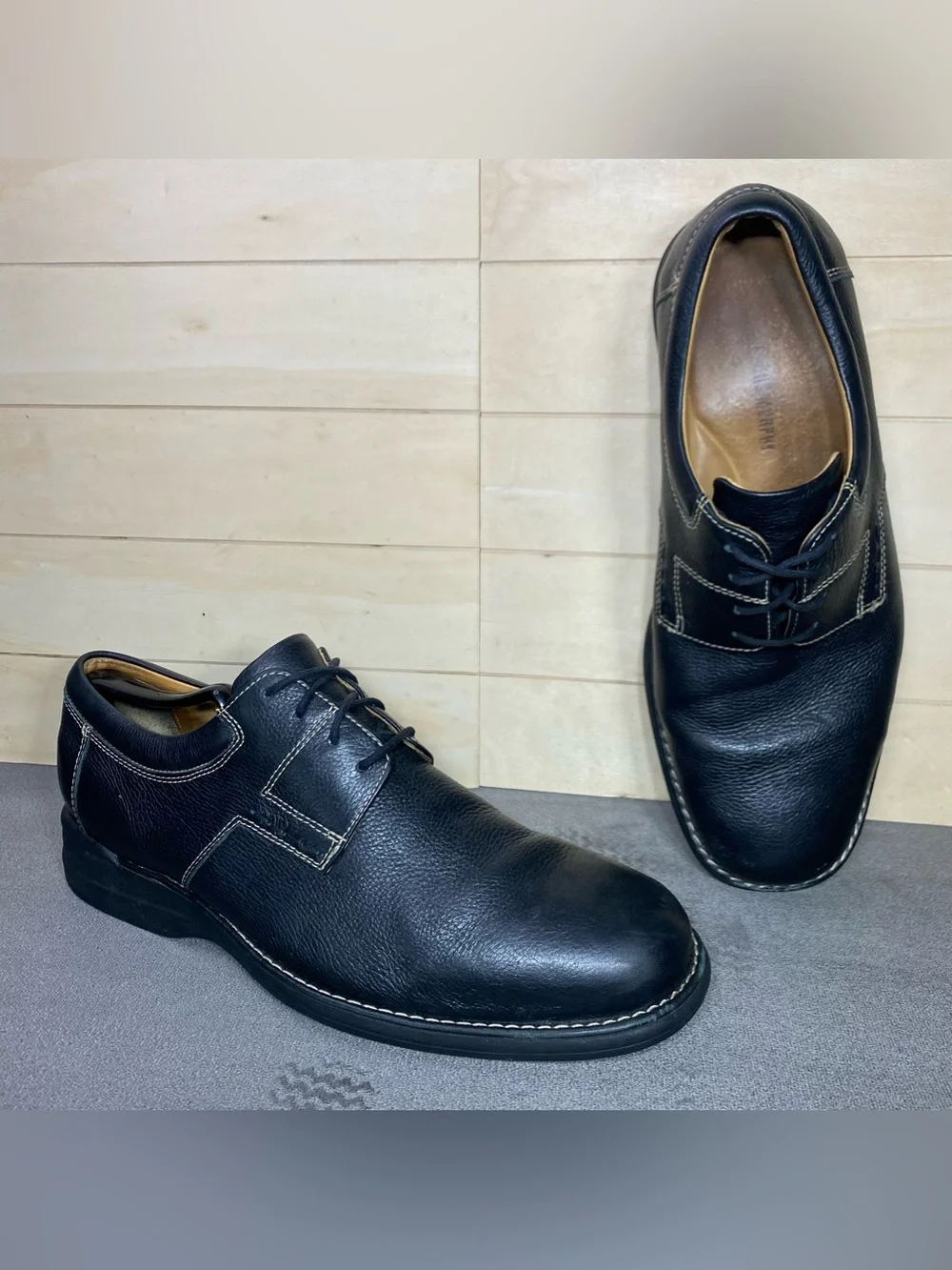 Johnston Murphy Shuler Oxfords Black Leather Men's Size 11 Shoes M Pebbled